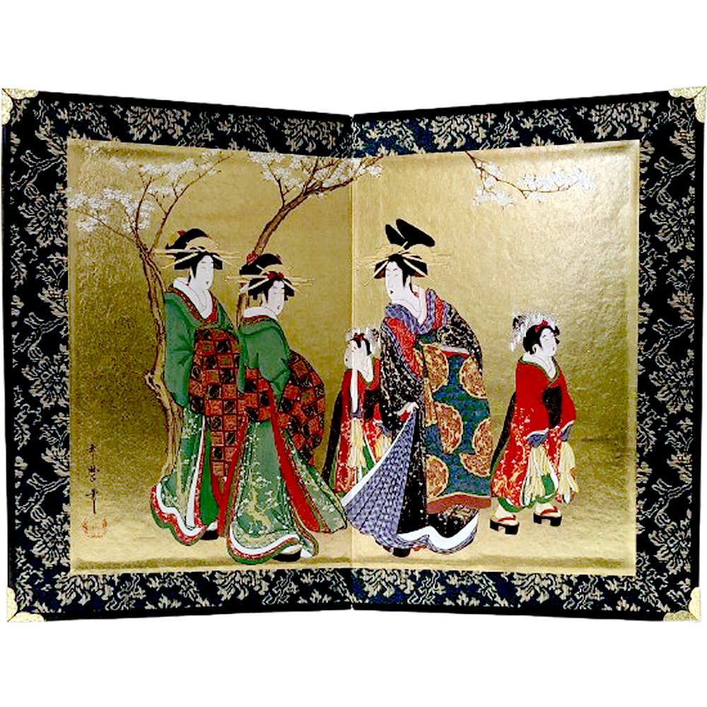 楽天市場】ミニ屏風 喜多川歌麿 桜花遊女図 桜美人 日本の名画 中 二曲