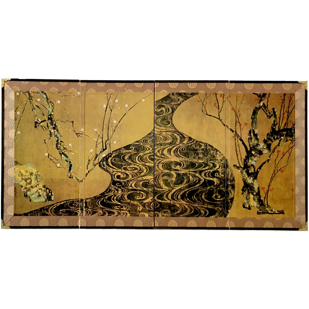 楽天市場】ミニ屏風「国宝 紅白梅図 尾形光琳」名画屏風四曲一双屏風