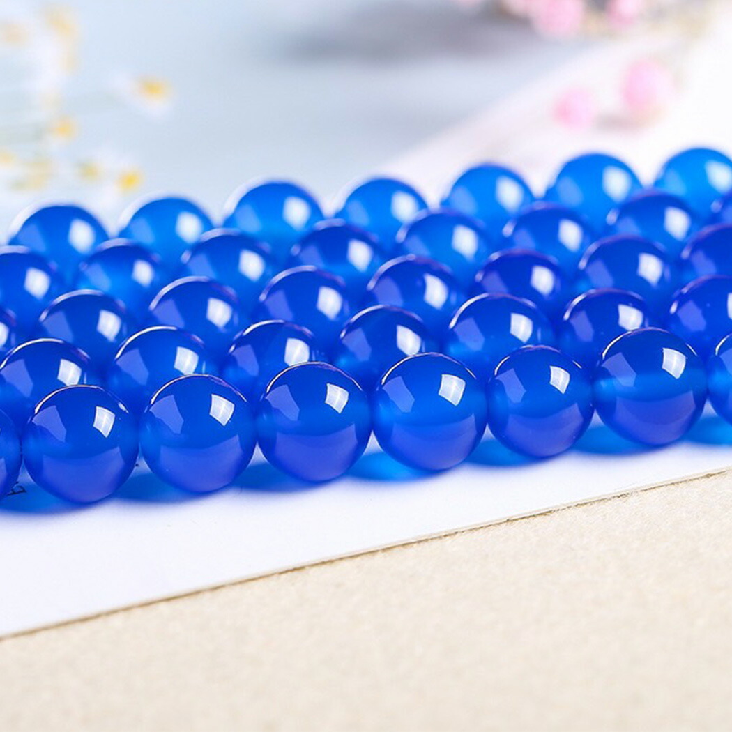 楽天市場】ブルーアゲート 青瑪瑙 4mm 1連 約38cm 半連 約17cm 天然石