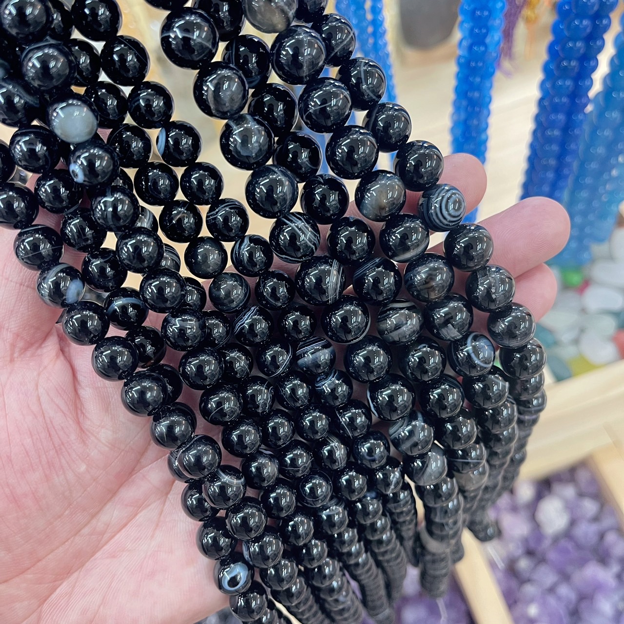 楽天市場】ブラックサードオニキス 6mm 1連 38cm 天然石