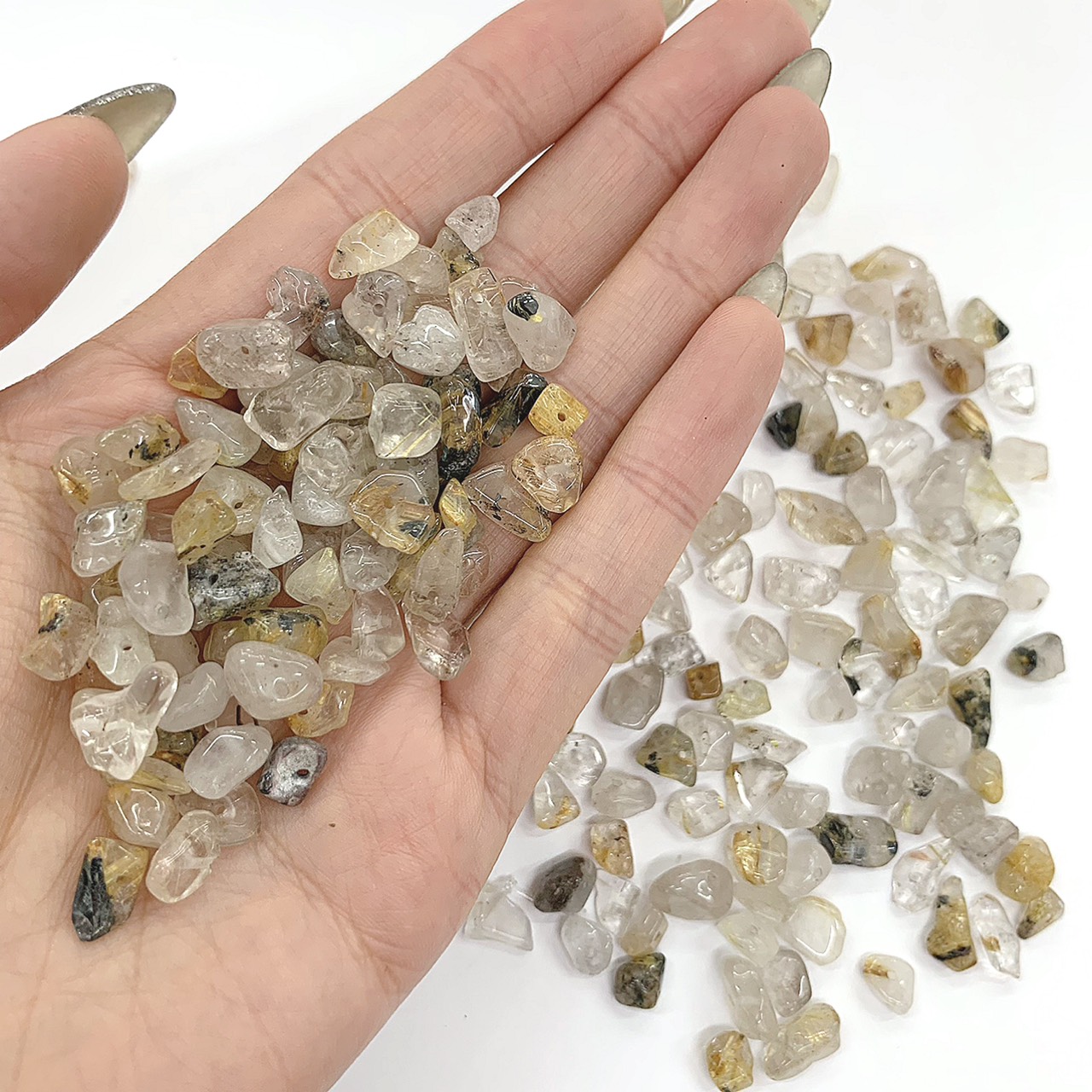 楽天市場】ルチルクォーツ さざれ石 穴あき 天然石 パワーストーン