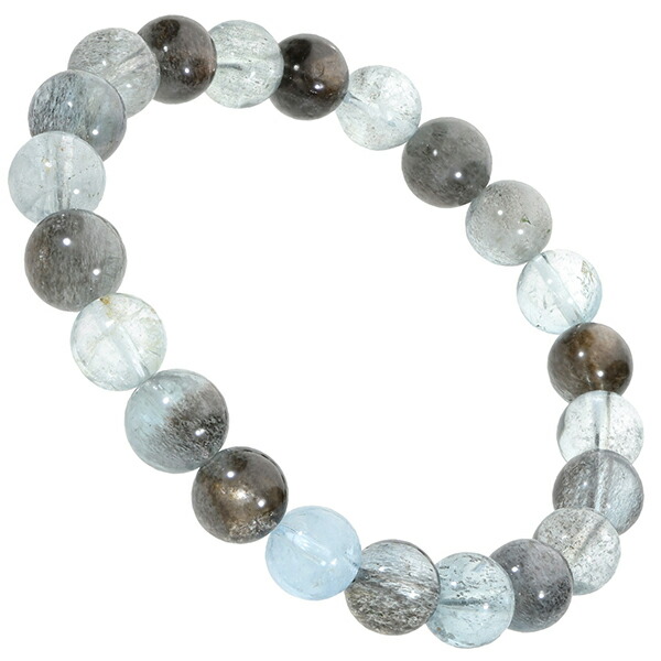 アクアマリン×タンブル グラデ チャーム付き 天然石 ブレスレット