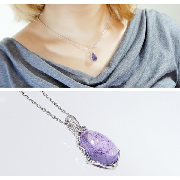 楽天市場】アメジスト ドロップ シルバー ネックレス アジャスター