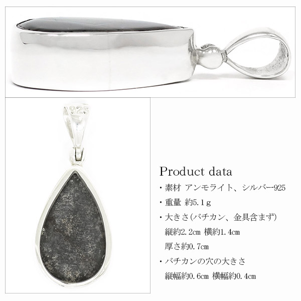 楽天市場】アンモライト シルバーペンダントトップ 天然石