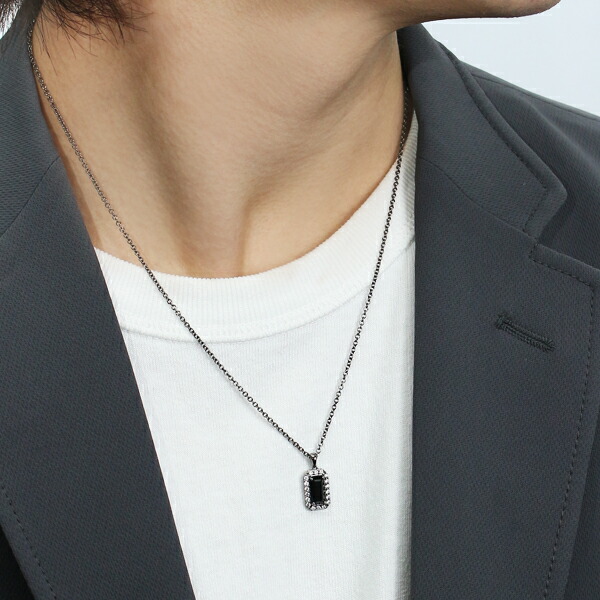 楽天市場】close to me 角丸 ブラック ストーン シルバー ネックレス