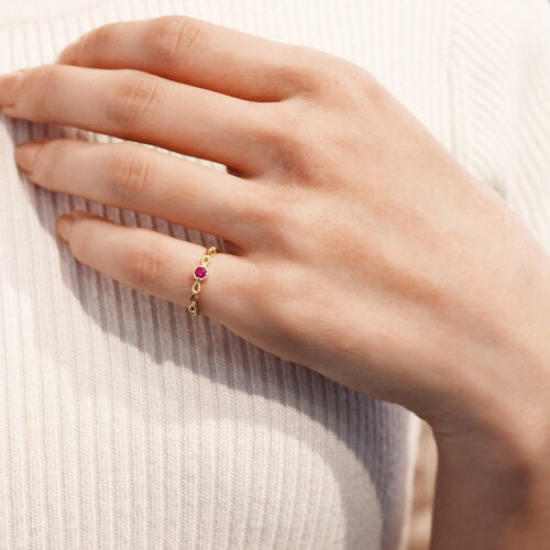 楽天市場】K18 K10 天然 ルビー 0.07ct ミル打ち 一粒 ピンキーリング