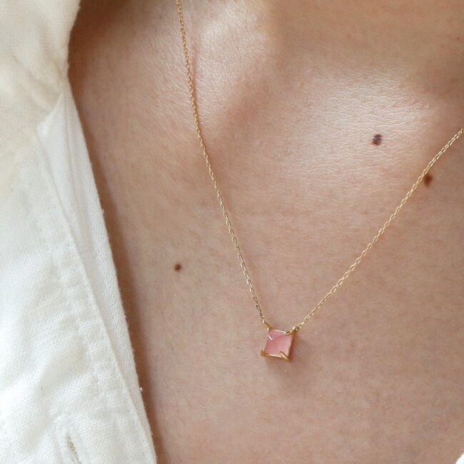 楽天市場】K18 ロードクロサイト スクエア 一粒 ネックレス ※在庫あり