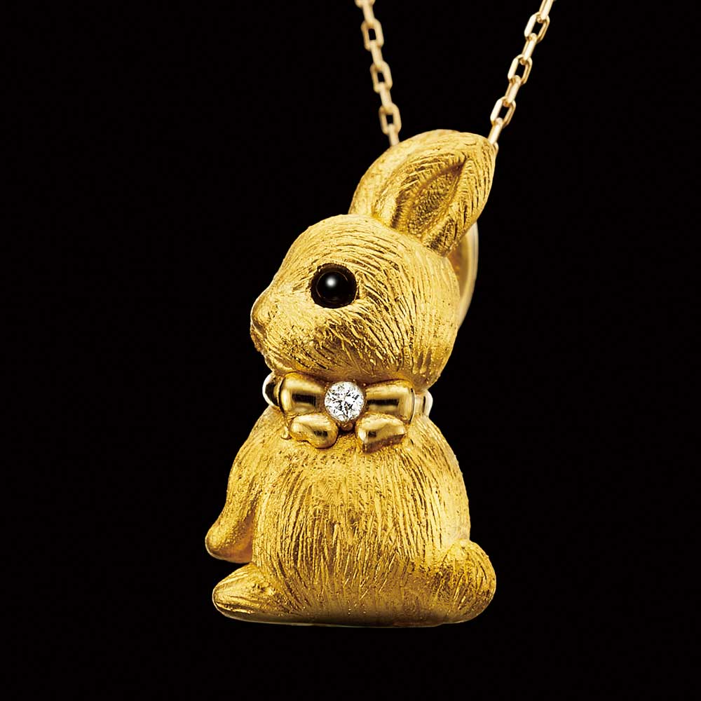 楽天市場】純金のうさぎ ダイヤモンド入り 24金製宝飾 ペンダント