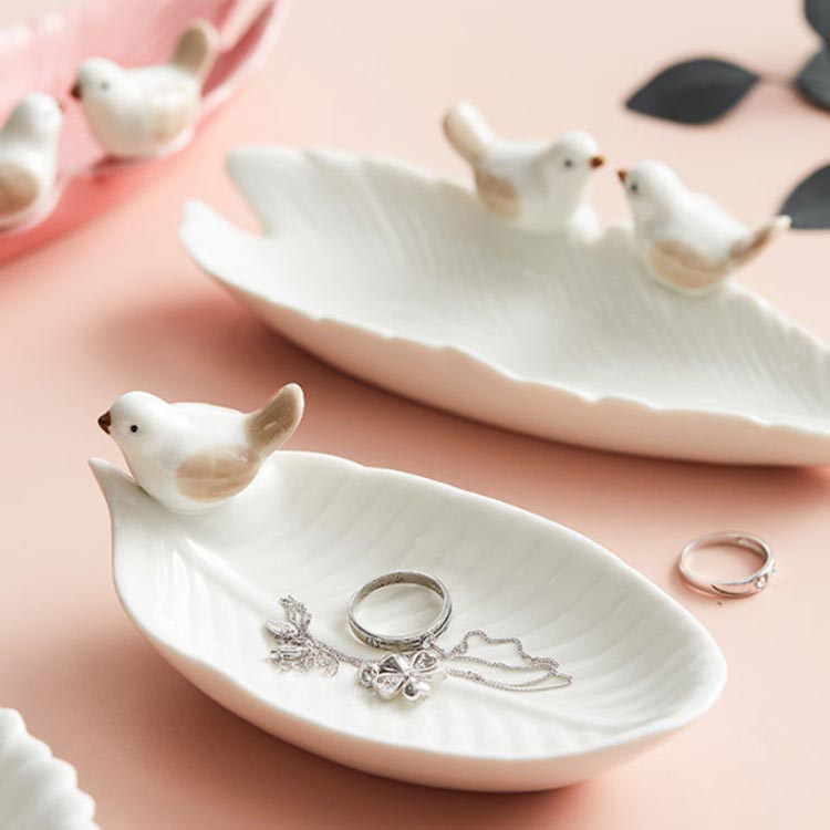 楽天市場】アクセサリートレイ アクセサリートレー 鳥 葉っぱ 花 陶器
