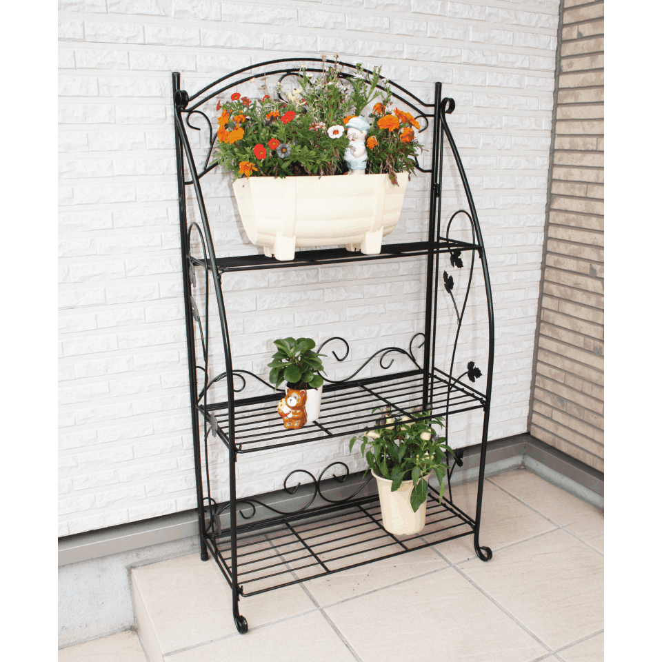 楽天市場】アイアンフラワーシェルフ3段 フラワースタンド ガーデン