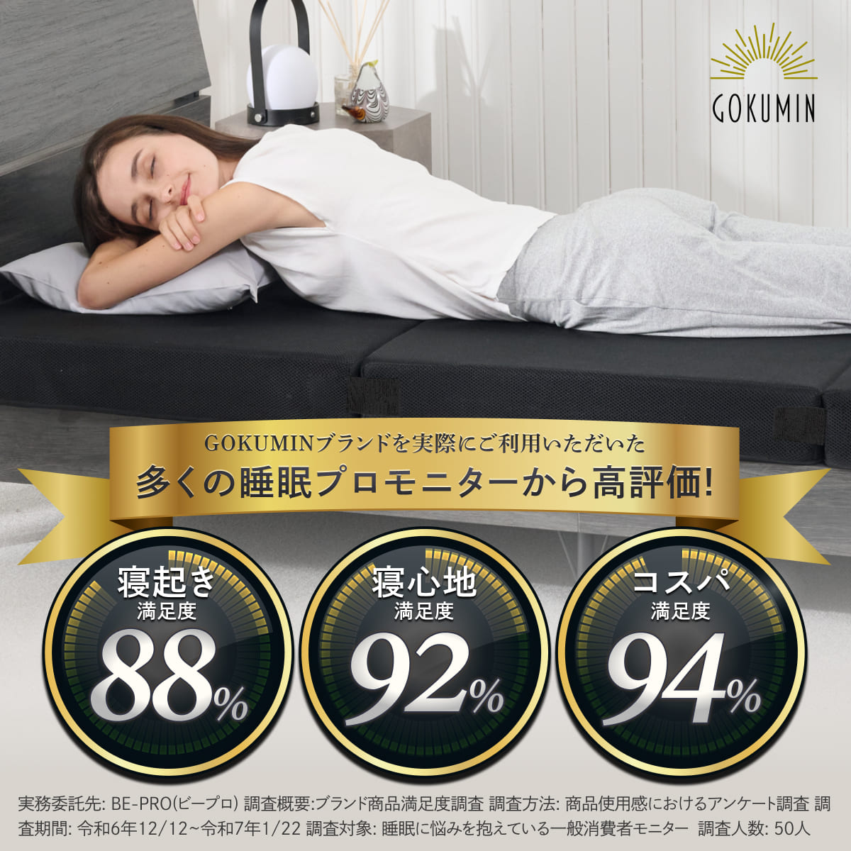 楽天市場】GOKUMIN 三つ折りマットレス 超高反発 メッシュカバー 超高