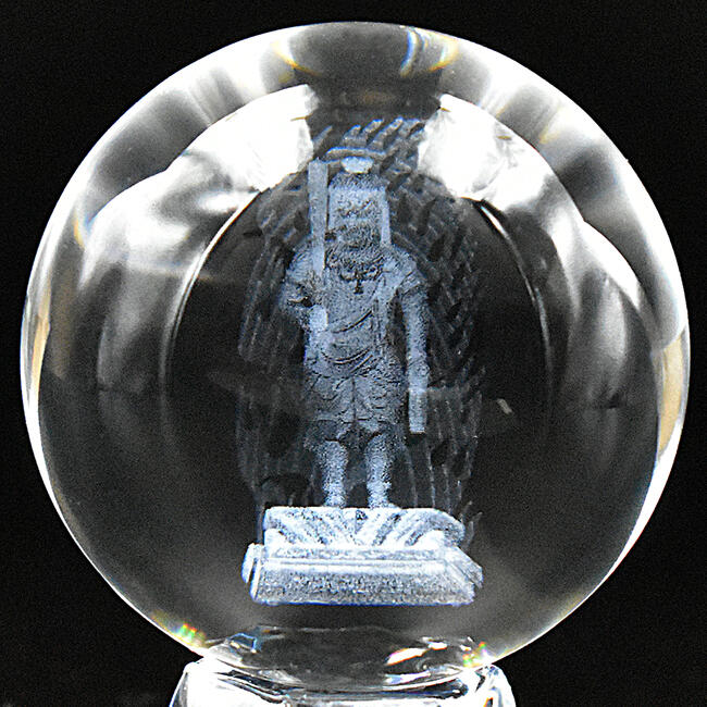 楽天市場】【縁起物】水晶-不動明王◇水晶製（径5cm）【台座付属】来福