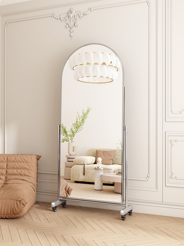 楽天市場】5size/キャスター付きアーチ型ミラー 全身鏡 スタンドミラー