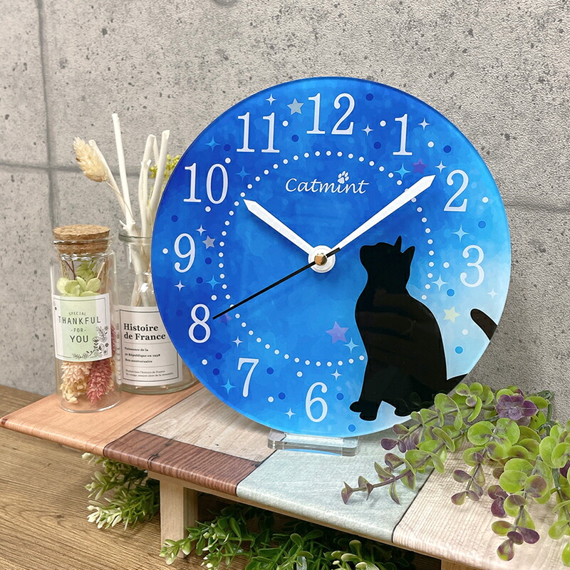 楽天市場】【送料無料◎夜空猫の壁掛け時計＆置き時計】 掛け時計