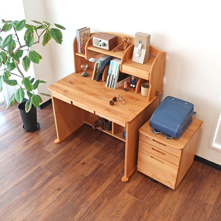 楽天市場】学習机 天然木 3点セット 幅100cm デスク 上棚 ワゴン 学習