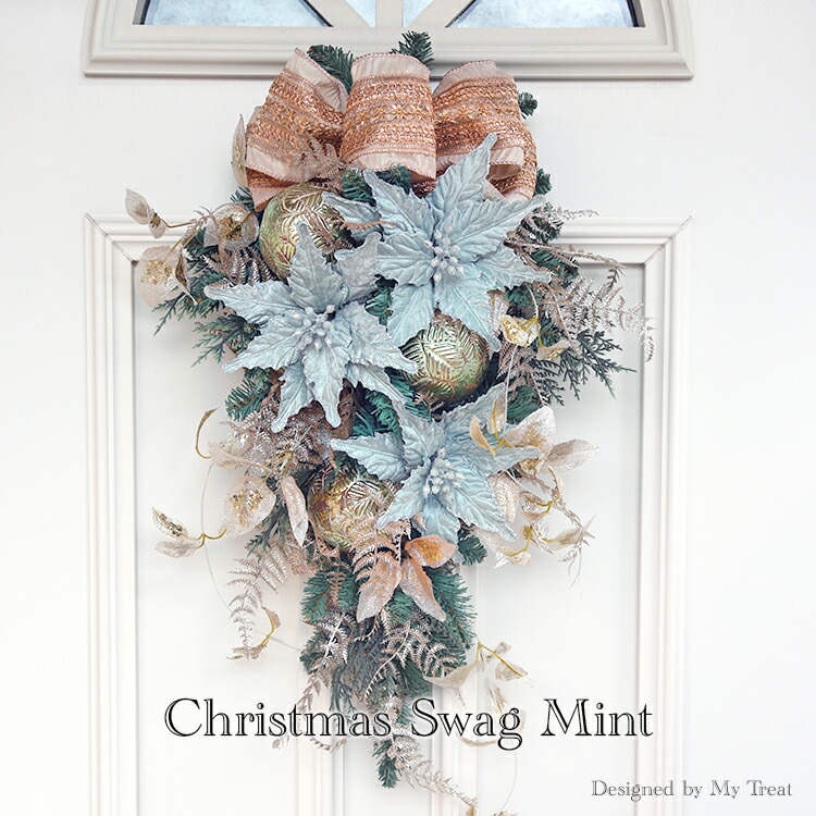 楽天市場】○クリスマススワッグ・ミント 全長60cm！玄関ドアに