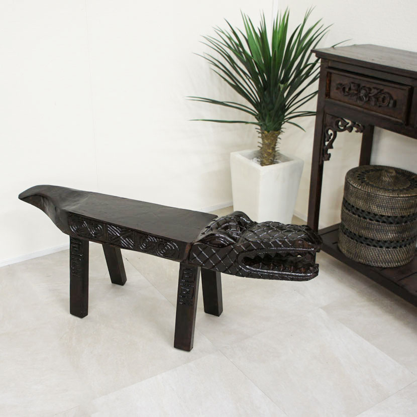 楽天市場】【送料無料！】ワニさん木製ベンチ 幅108cm / アジアン家具