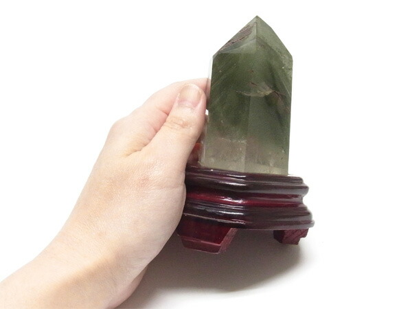 楽天市場】グリーンファントムクォーツ ポイント 専用台付き 天然石