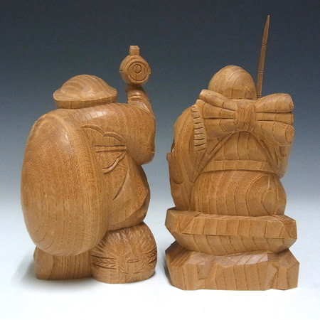 楽天市場】国産欅 恵比寿大黒 高さ16cm 木彫り 七福神 縁起物 置物