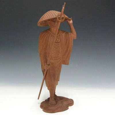 楽天市場】木彫り作品 旅人 桜木地仕上げ 20cm 木彫り 置物 彫刻 日本