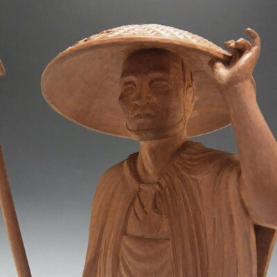 楽天市場】木彫り作品 旅人 桜木地仕上げ 20cm 木彫り 置物 彫刻 日本