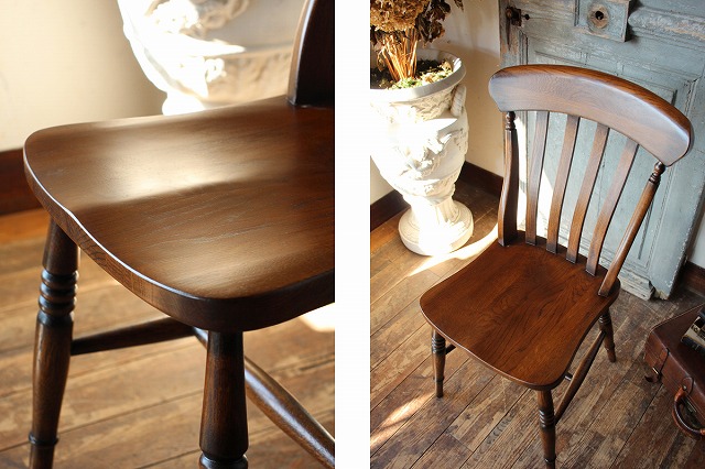 楽天市場】英国アンティークスタイル オーク材 スラットバックチェア