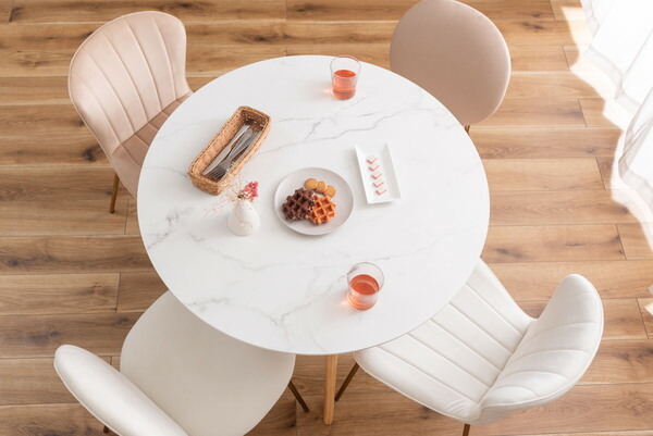 楽天市場】ダイニングテーブル 大理石調 ホワイト 白 ラウンド型 直径