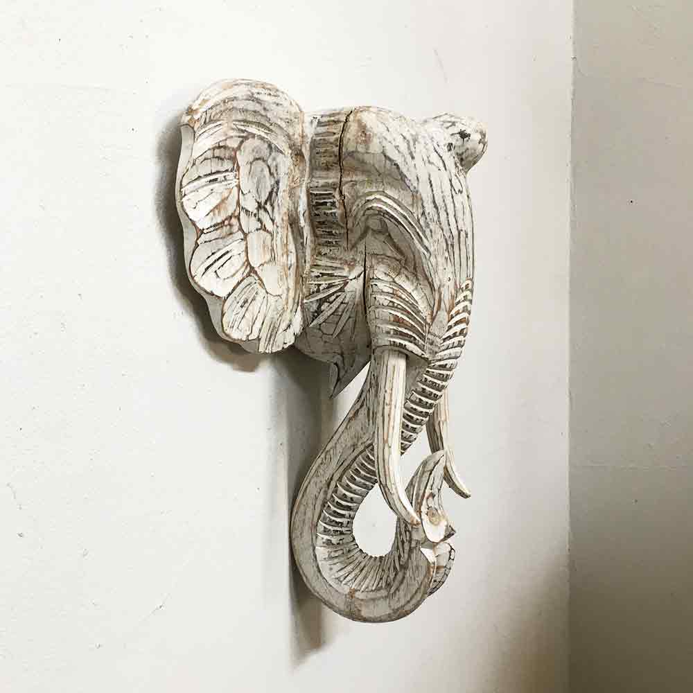楽天市場】【インテリア雑貨 おしゃれ バリ風】 木彫り 木製 ゾウの頭