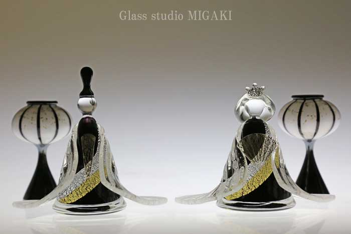 楽天市場】レース文様金彩飾り雛ガラスのお雛様 雛人形 節句人形