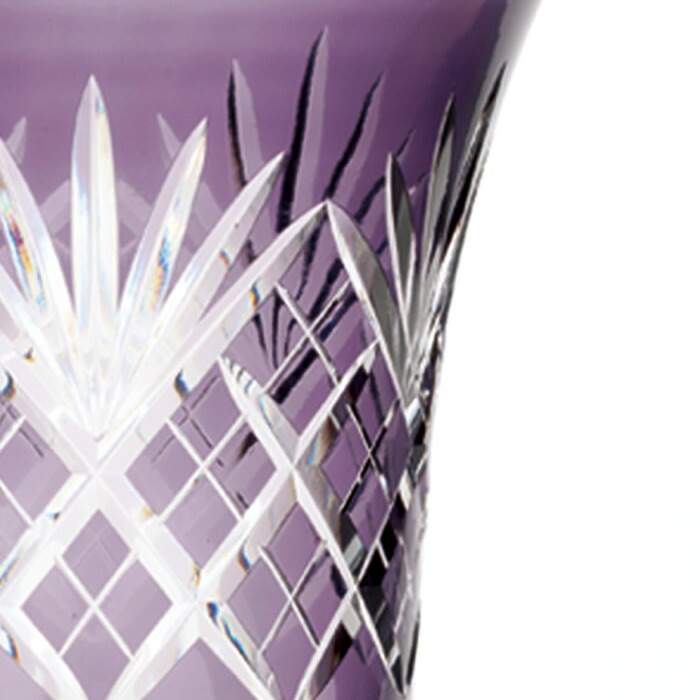 楽天市場】江戸切子 花瓶 紫 【硝子工房 彩鳳 直営店】 剣矢来重文様