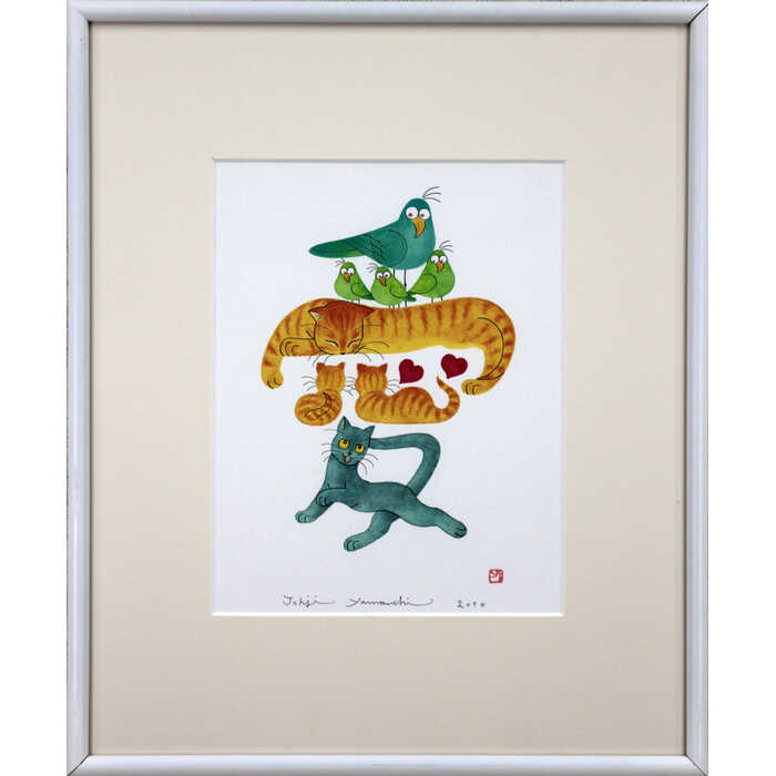 楽天市場】絵画 山内ジョージ リトグラフ 版画 『愛』 動物 猫 鳥