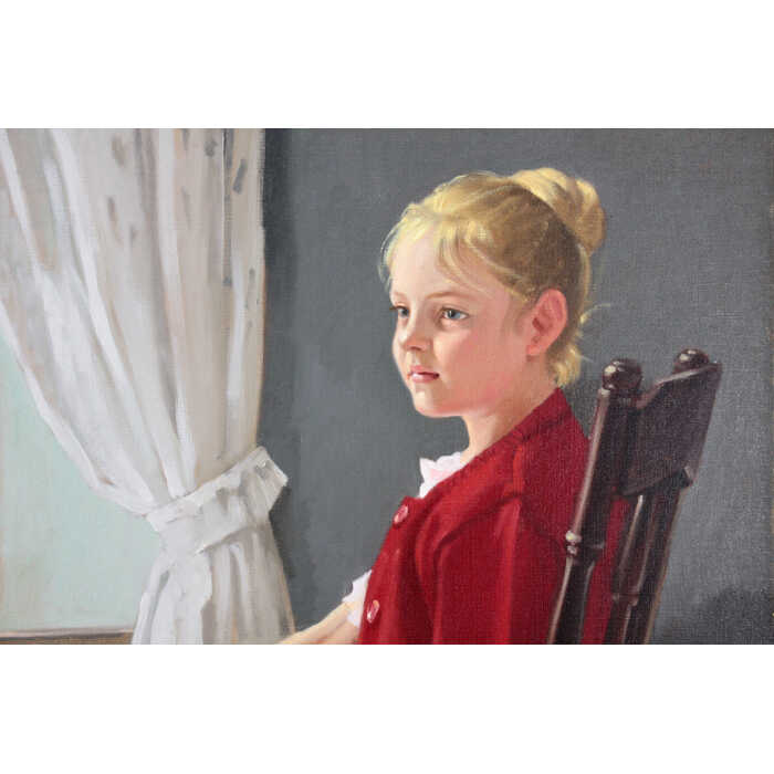 楽天市場】絵画 山岸正巳 油絵・油彩画 『赤いカーディガン』 人物