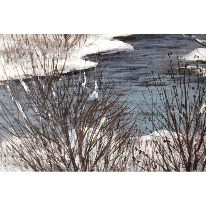 楽天市場】絵画 黒澤信男 油絵・油彩画 『厳冬の流れ』 家 川 木 林 空