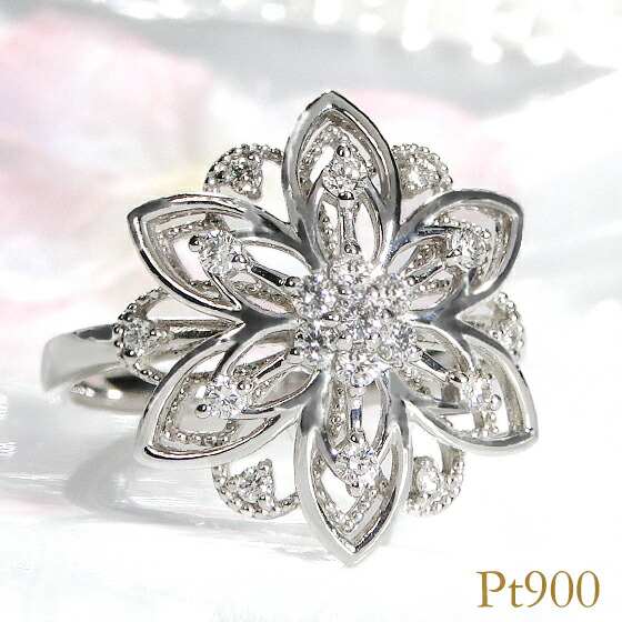 楽天市場】Pt900/K18YG/K18YG&Pt900 ミル打ち クラシカル フラワー