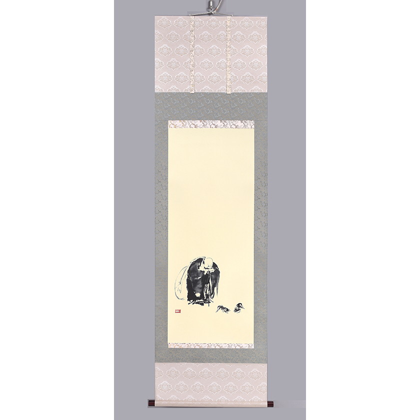 楽天市場】宮本武蔵 「布袋観闘鶏図」 複製 掛軸 : 光ネット組合 楽天