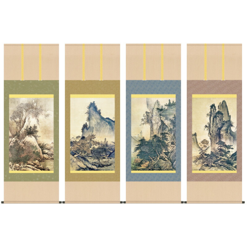 楽天市場】雪舟 四季山水図 掛軸4点セット : 光ネット組合 楽天市場店