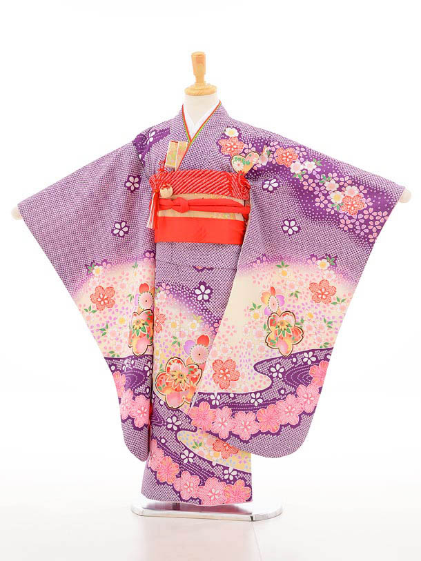 楽天市場】七五三 着物 7歳 フルセット レンタル 女の子 7138 紫しぼり