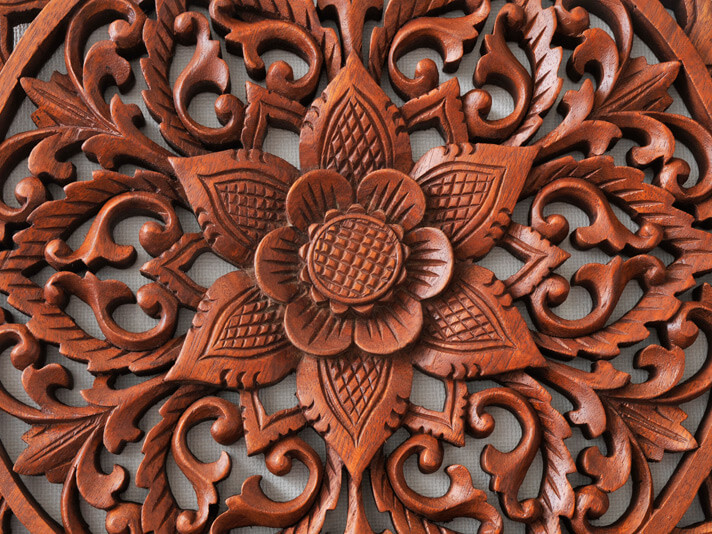 楽天市場】ウッドカービングレリーフ ラウンドフラワー40cm アジアン