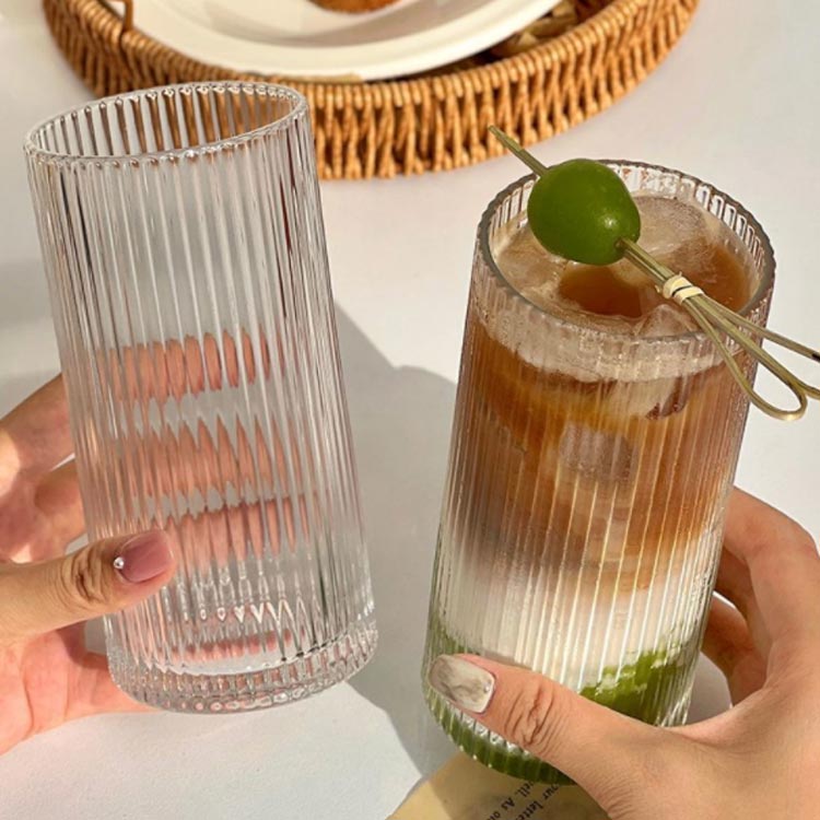 楽天市場】 コップ 透明 370ml タンブラー ガラス 250ml ストライプ柄