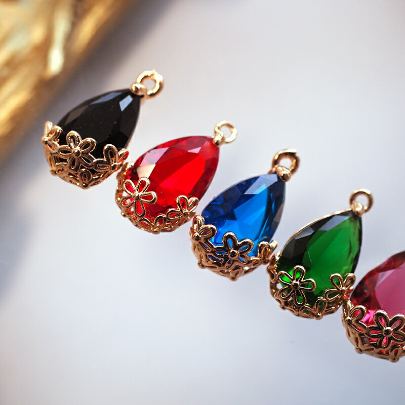 楽天市場】しずく型クリスタルガラスチャーム2個セット カラー