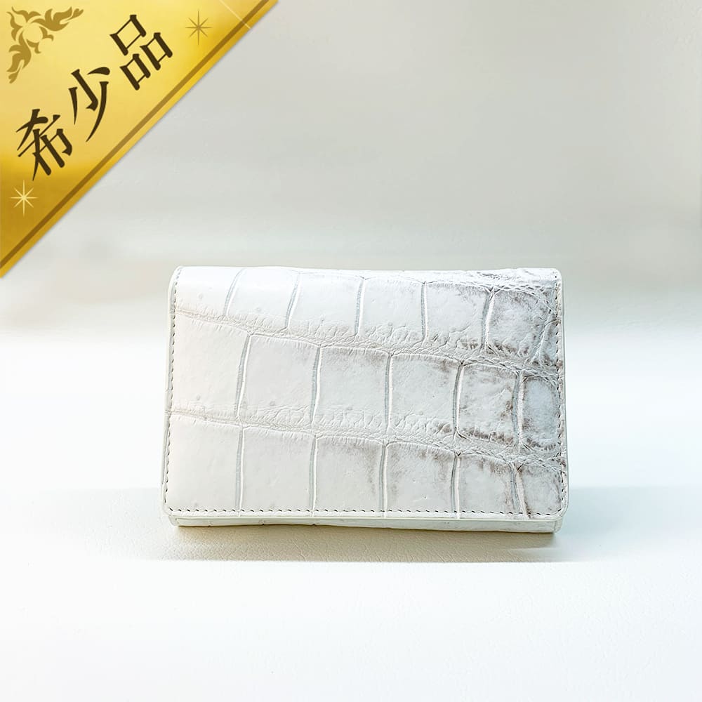 楽天市場】ヒマラヤ クロコダイル ホワイトレザー 短財布 三つ折り