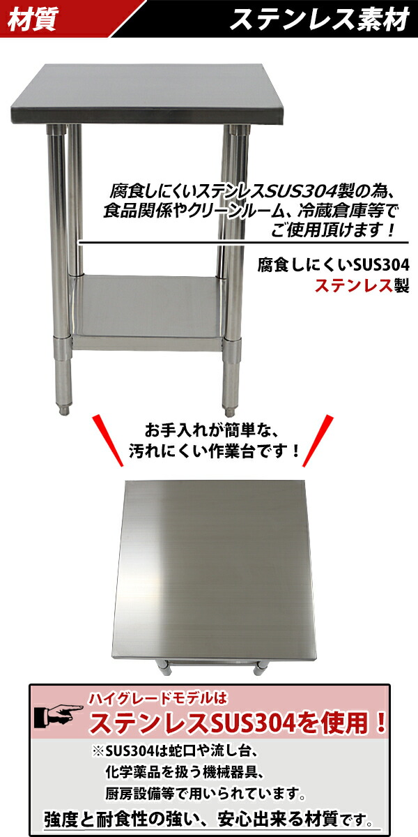 楽天市場】送料無料 オールステンレス作業台 2段 耐荷重約160kg 約幅