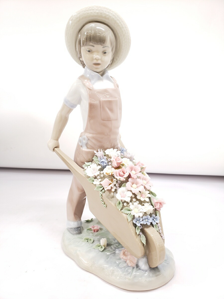 楽天市場】【中古品】リヤドロ 花車を押す少年 LLADRO 陶器人形 置物