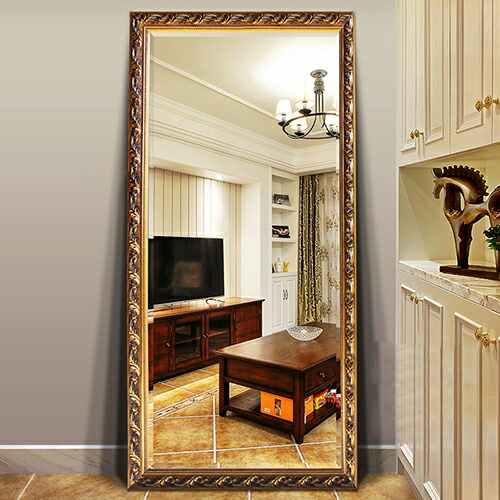 楽天市場】スタンドミラー ゴールド 大幅 ミラー 鏡 全身 優雅 姿見鏡