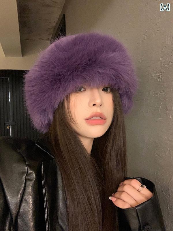 楽天市場】ファー 帽子 レディース 秋冬 韓国 ウール 厚手 暖かい