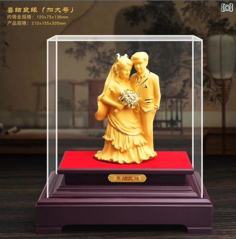 楽天市場】置物 婚礼夫婦像 金童玉女像 金砂細工 高級感 ゴールド