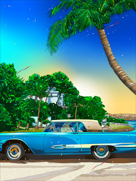 楽天市場】◇ 鈴木英人「ニースのアメリカ車」2013年 EMグラフ 額付