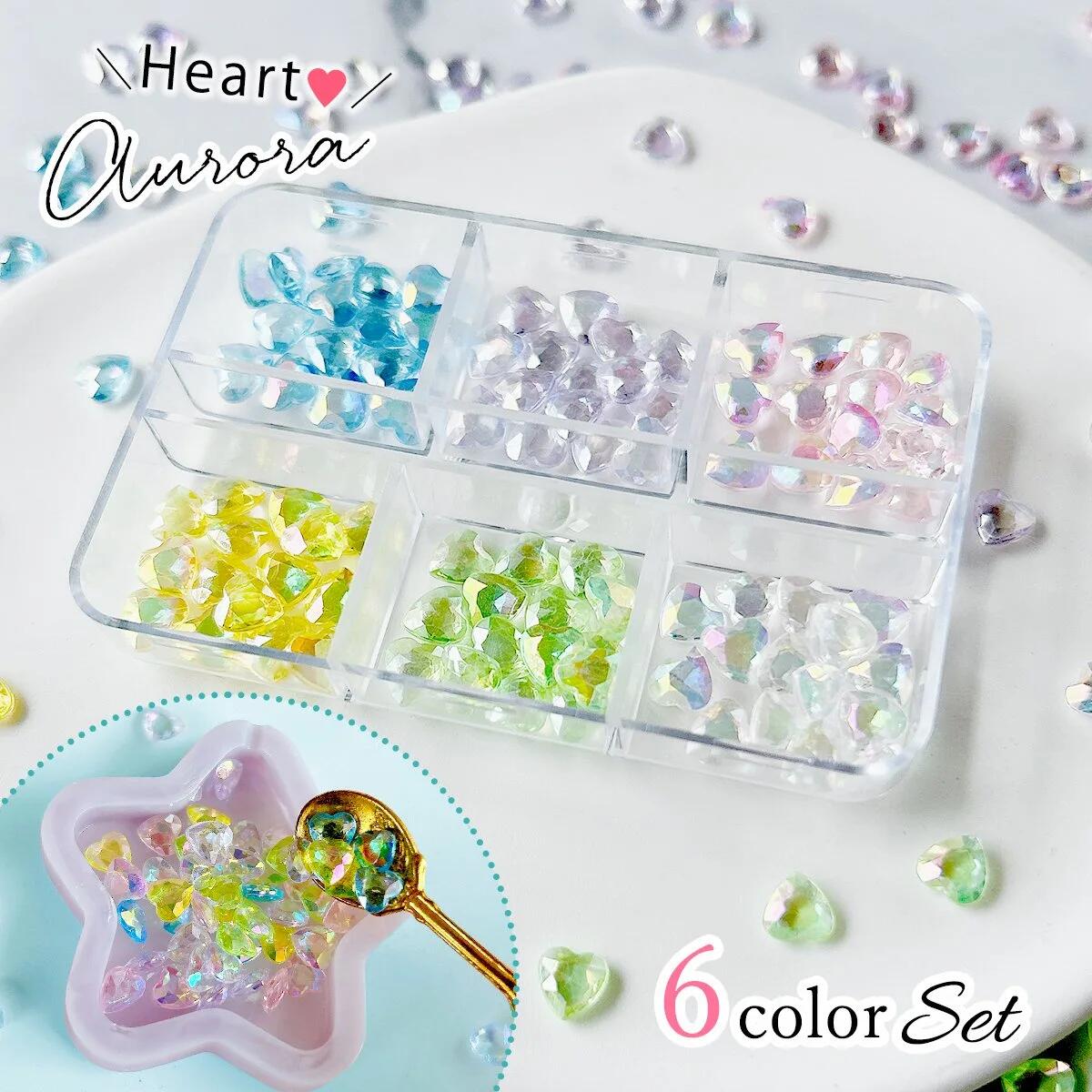 楽天市場】【ビジュー・ストーン】ハートクリスタル 6色セット ケース