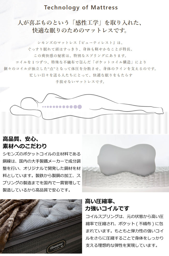 楽天市場】開梱設置配送 シモンズ ベッド シグネチャー ピロートップ