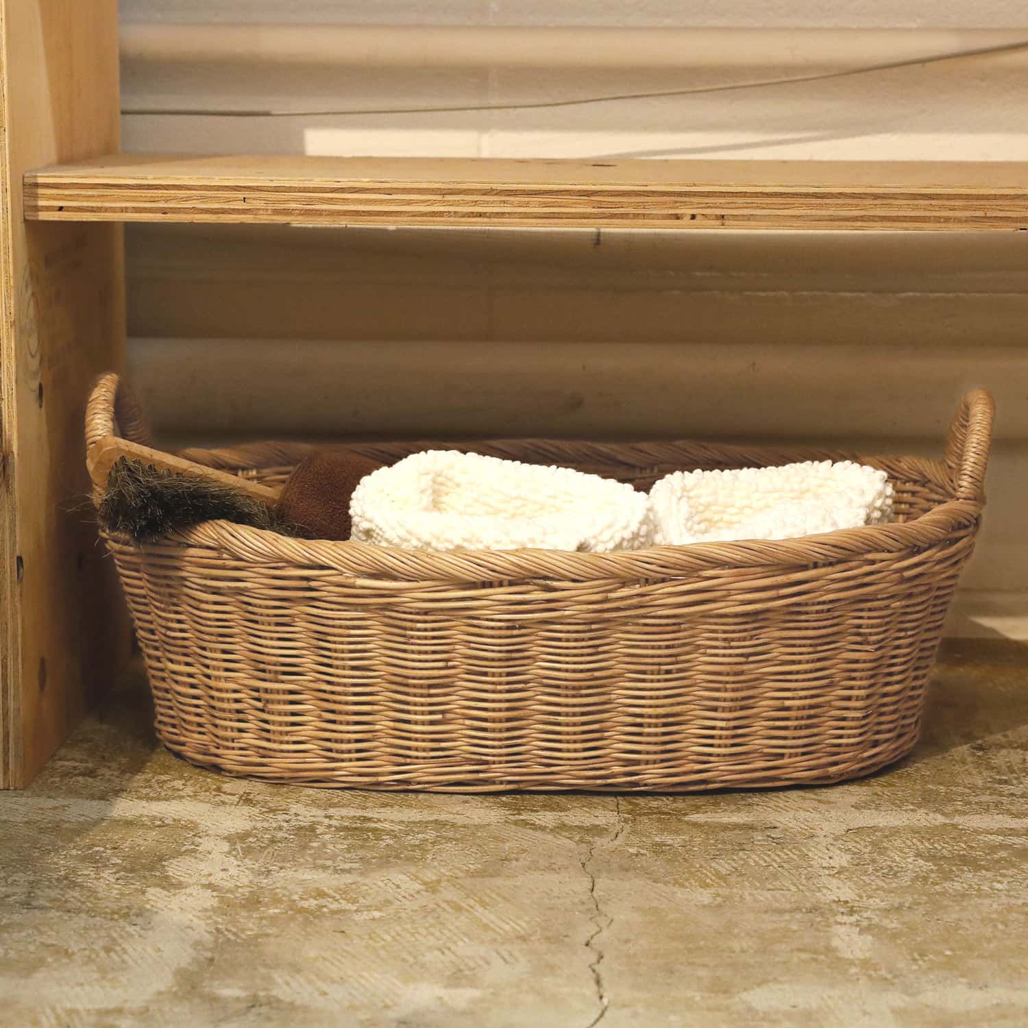 楽天市場】松野屋 ラタン取手付楕円バスケットロータイプ S かご カゴ